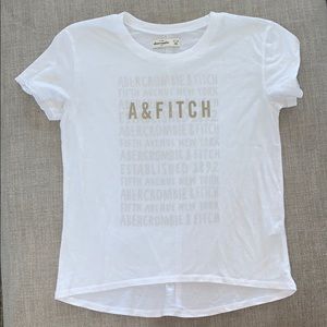 white A&F tee